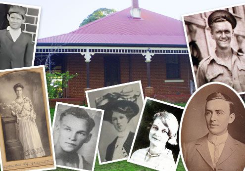 Lewis House History and Family Collage of Lewis house with historic photos of the Lewis family members overlaid